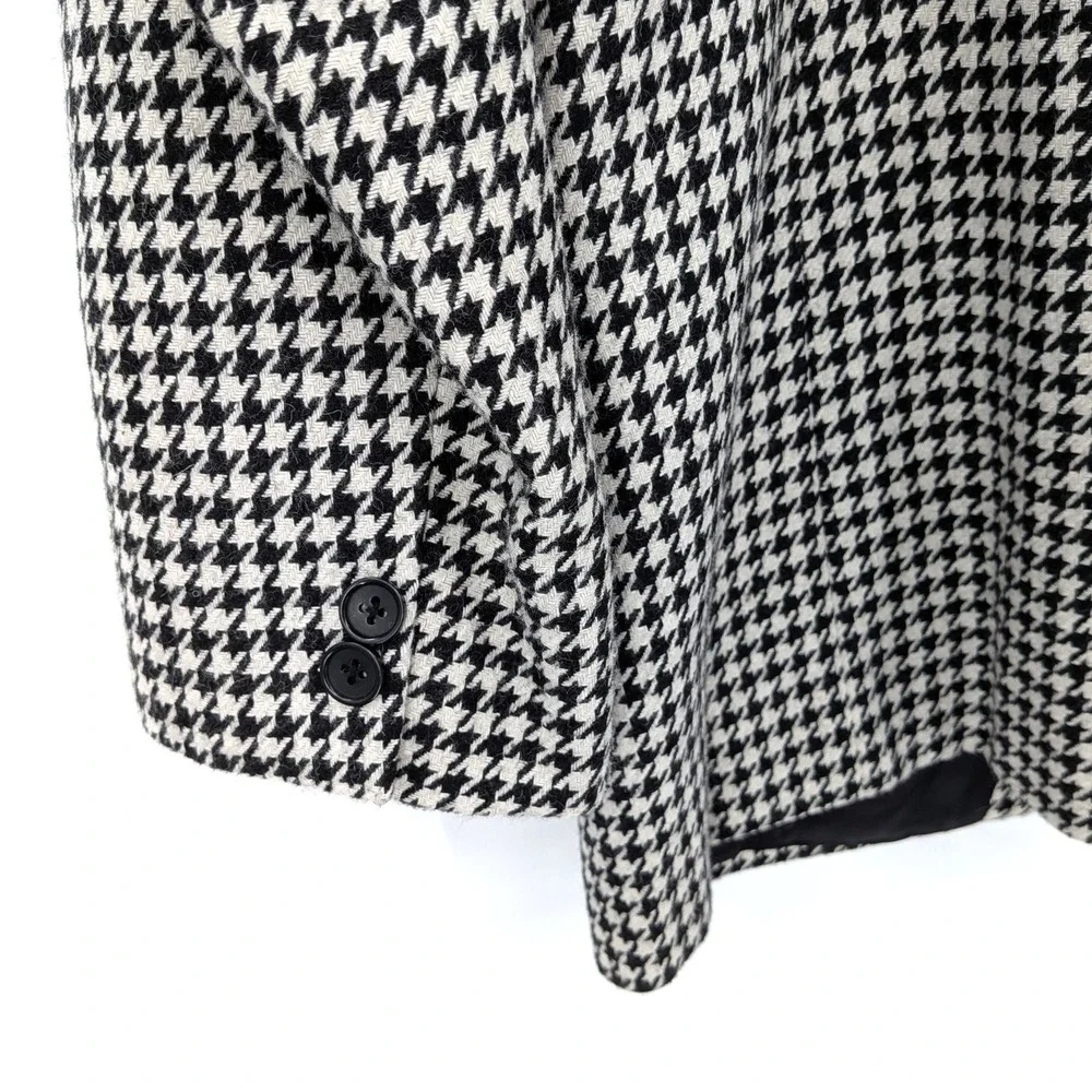 Houndstooth Wool Blend Blazer Jacket Oversized‎ Vintage Academia Coat